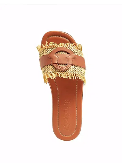Moncler Fringe Open Toe Sandals In Brown