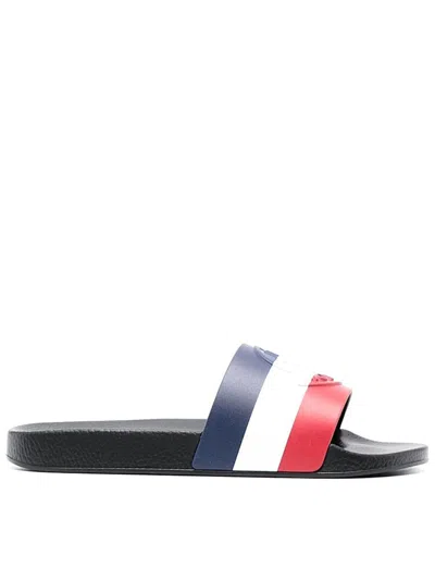 Moncler Basile Black Rubber Sliders In White