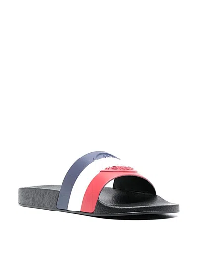 Moncler Basile Black Rubber Sliders In White