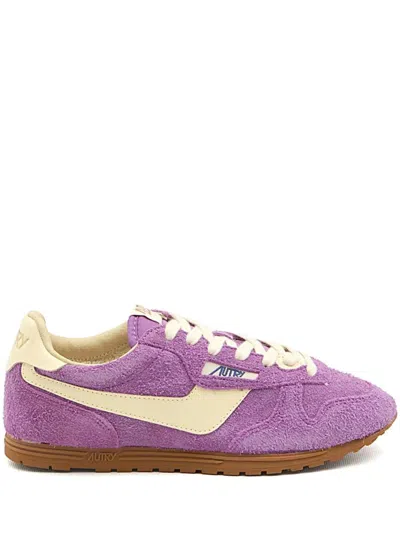 Autry Windspin Low Woman Suede Leather Sneakers In Purple