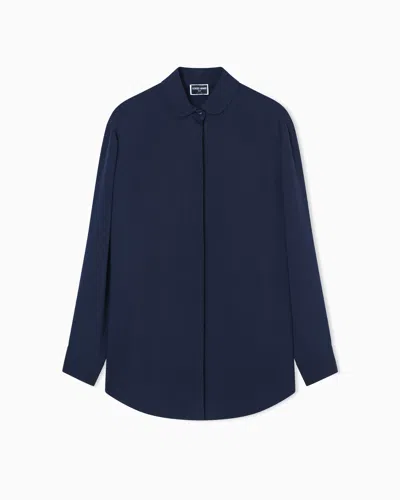 Giorgio Armani Triple Silk Georgette Shirt In Blue
