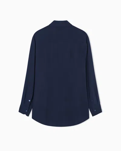 Giorgio Armani Triple Silk Georgette Shirt In Blue