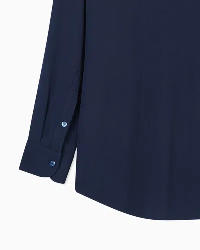 Giorgio Armani Triple Silk Georgette Shirt In Blue