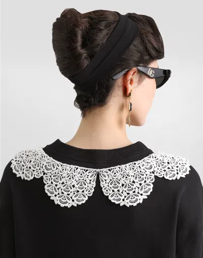 Dolce & Gabbana Sweatshirt With Macramé And Bow In Black