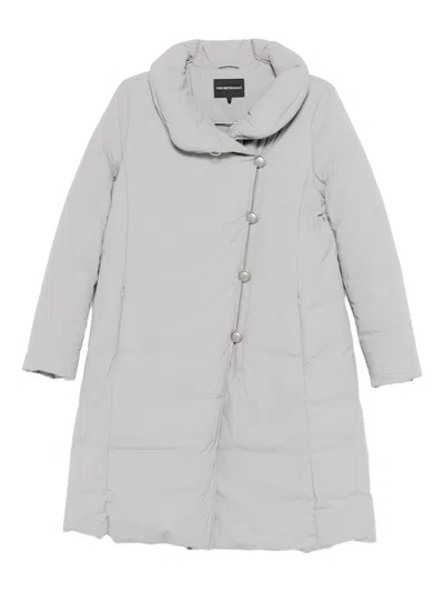 Emporio Armani Nylon Midi Down Jacket In White