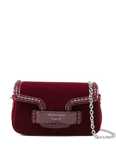 Emporio Armani Red Logo Small Shoulder Bag In Red