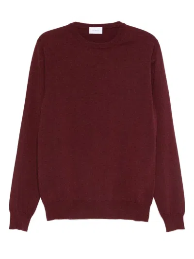 Malo Thin Wool Crew Neck Long Sleeve Sweater In Burgundy