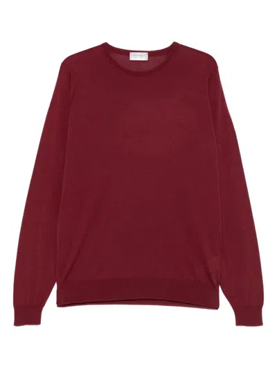 John Smedley Lightweight Long Sleeve Crew Neck Knit In Red