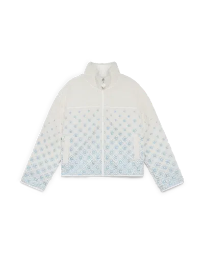 Casablanca Paris Embroidered Gradient Monogram Cropped Fleece Jacket In Blue