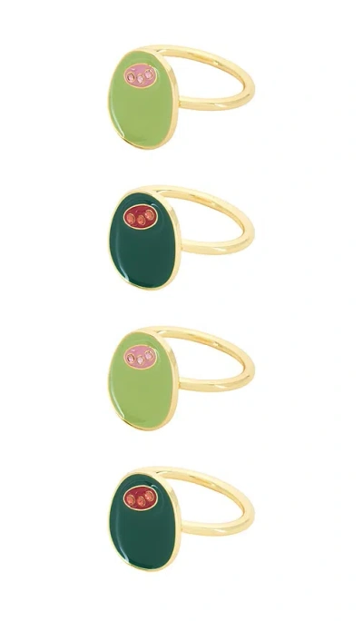 Frasier Sterling Olive You Napkin Rings Set Of 4 In Multi