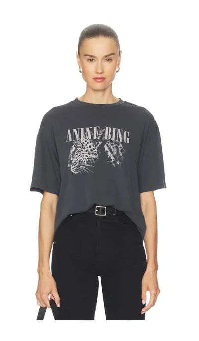 Anine Bing T-shirt Cohen In Cotone Ardesia Donna In Black