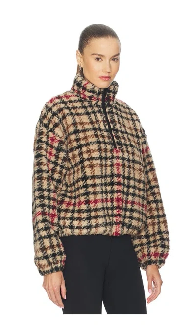 Beach Riot Leona Fleece Half Zip Sweatshirt In Midnight Houndstooth In Multi