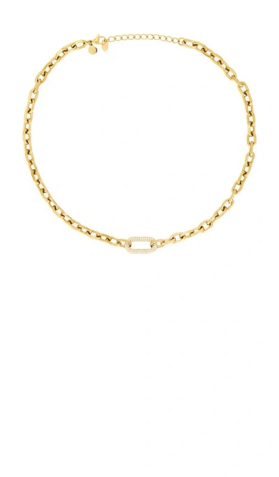 Petit Moments Pave Carabiner Necklace In Gold