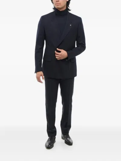 Corneliani Double-breasted Blazer In Blue