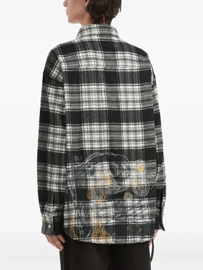 Musium Div. Check-patterned Appliqué Shirt In Black