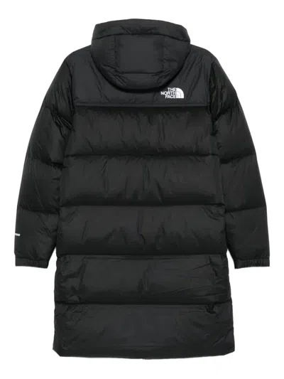 The North Face Kids Long Black Nuptse Parka In Black