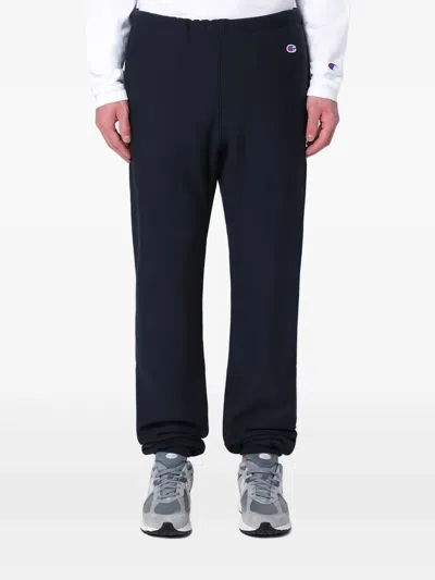 Champion Navy Blue Cotton Jogging Trousers In Black