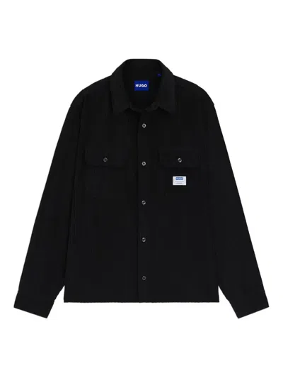 Hugo Boss Ekynone Oversized Long Sleeve Corduroy Button-front Shirt-jacket In Black