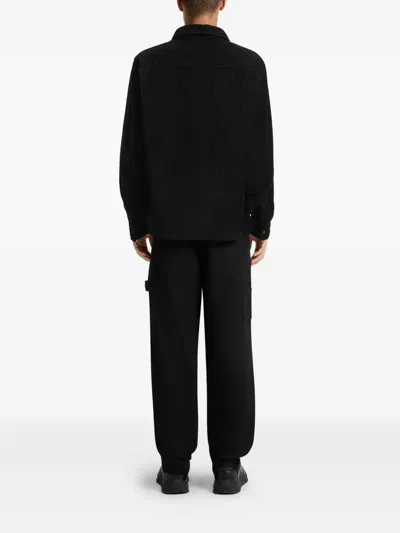 Hugo Boss Ekynone Oversized Long Sleeve Corduroy Button-front Shirt-jacket In Black