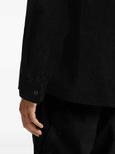 Hugo Boss Ekynone Oversized Long Sleeve Corduroy Button-front Shirt-jacket In Black