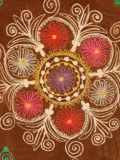 Zazi Vintage Fur-trim Embroidered Coat In Brown