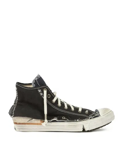 Maison Margiela Men High-top Sneakers With A Distressed Effect In Animal Print
