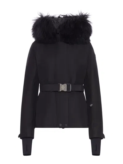 Moncler Laplance Gore-tex Shearling-trimmed Hooded Down Ski Jacket In Animal Print