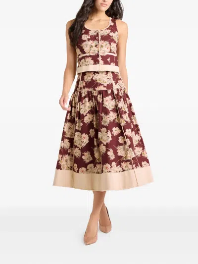 Cinq À Sept Cinq A Sept Mae Bouquet Aura Midi Skirt In Multi