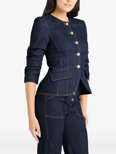 Cinq À Sept Cinq A Sept Chris Ruched Denim Jacket In Blue