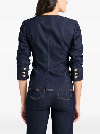 Cinq À Sept Cinq A Sept Chris Ruched Denim Jacket In Blue