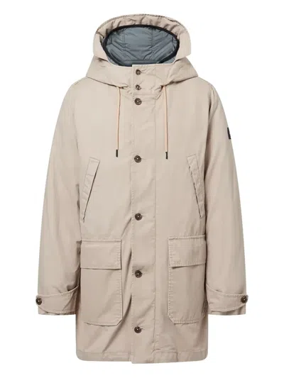 Ecoalf Hooded Buttoned Coat In Neutral