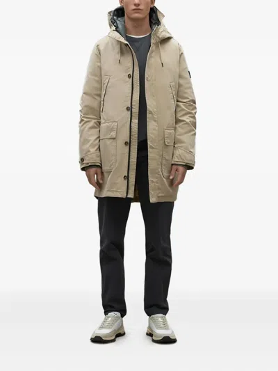 Ecoalf Hooded Buttoned Coat In Neutral