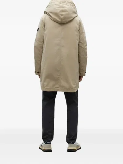 Ecoalf Hooded Buttoned Coat In Neutral