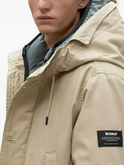 Ecoalf Hooded Buttoned Coat In Neutral