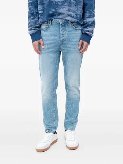 Hugo Boss Whiskering-effect Jeans In Blue