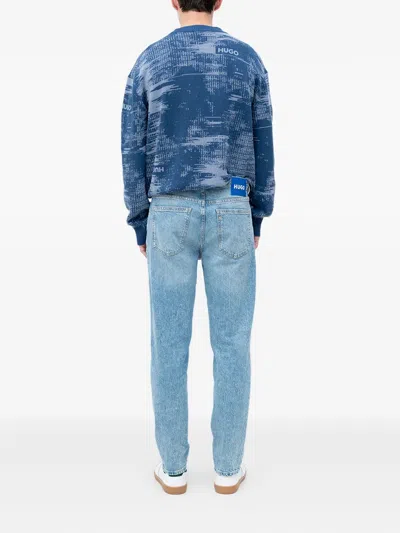 Hugo Boss Whiskering-effect Jeans In Blue