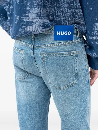 Hugo Boss Whiskering-effect Jeans In Blue
