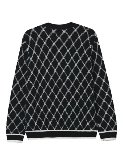 B+ab Argyle-pattern Cardigan In Black
