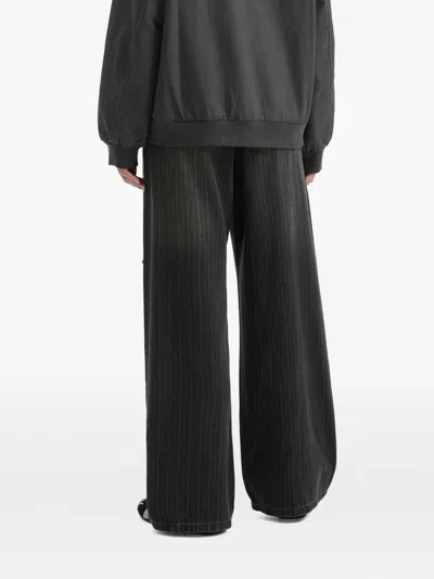 Tout A Coup Ripped Pinstripe Denim In Black