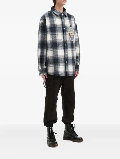Musium Div. Plaid-pattern Patch Shirt In Blue