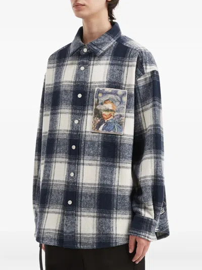 Musium Div. Plaid-pattern Patch Shirt In Blue
