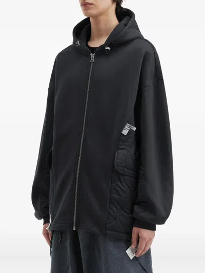 Musium Div. Quilted Zip-up Hoodie In Black