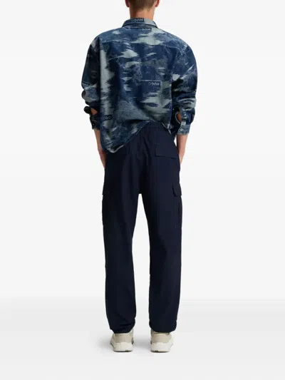 Hugo Boss Drawstring-waist Cargo Trousers In Blue