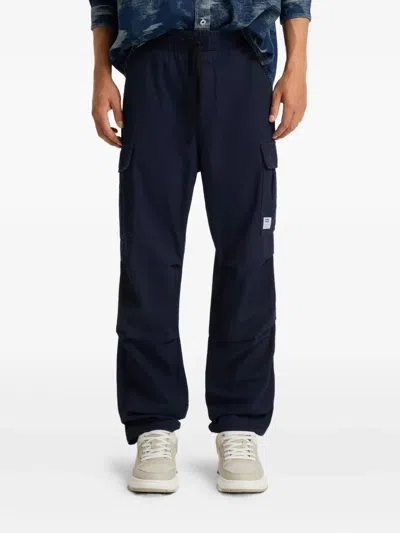Hugo Boss Drawstring-waist Cargo Trousers In Blue