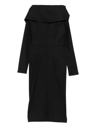 Alberta Ferretti Rosette Draped Dress In Black