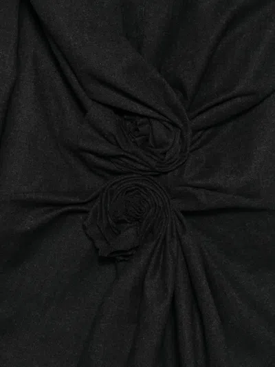 Alberta Ferretti Rosette Draped Dress In Black
