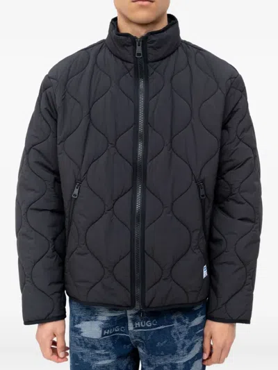 Hugo Boss Quilted Zip-up Jacket In Black