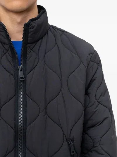 Hugo Boss Quilted Zip-up Jacket In Black