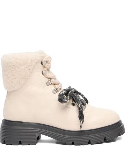 Stuart Weitzman Hudson Lite Lace-up Boots In Neutral