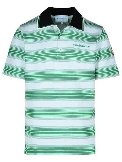 Casablanca White Cotton Blend Polo Shirt Men In Green
